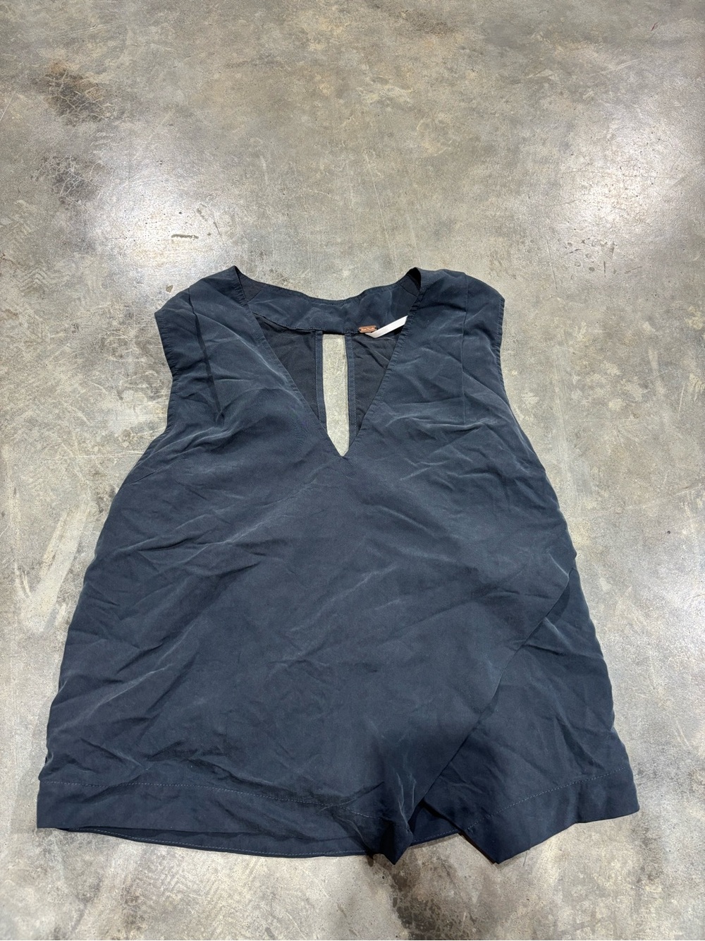 Free People Black Sleeveless V-Neck Tank with Keyhole Back